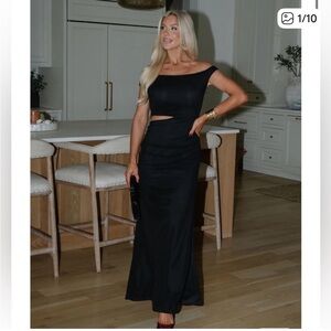 Asymmetrical Black Maxi Dress